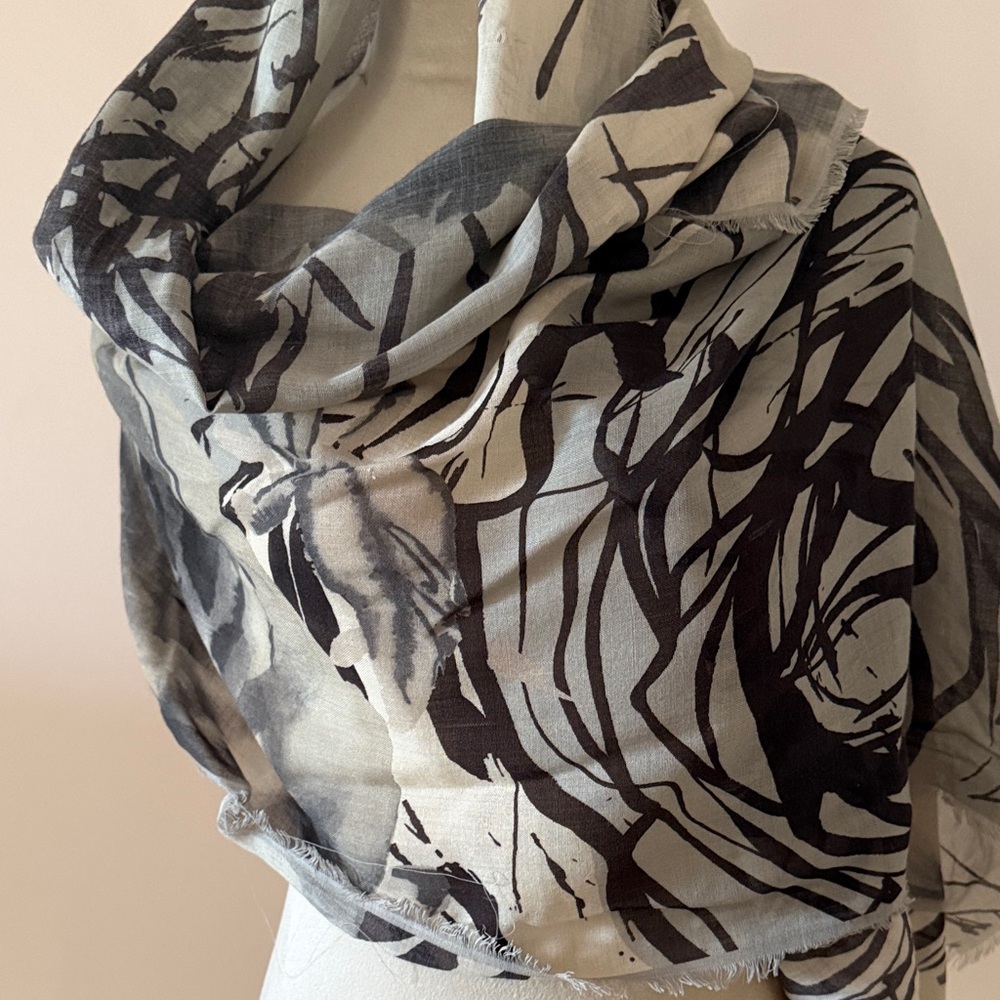 Valentino Black and White Artistic Scarf